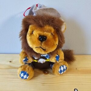 Lion Plush in Bavarian Trachten Style Lederhosen and Hat Stuffed Animal Toy